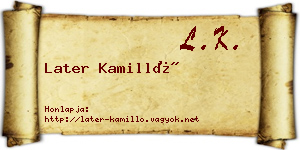 Later Kamilló névjegykártya